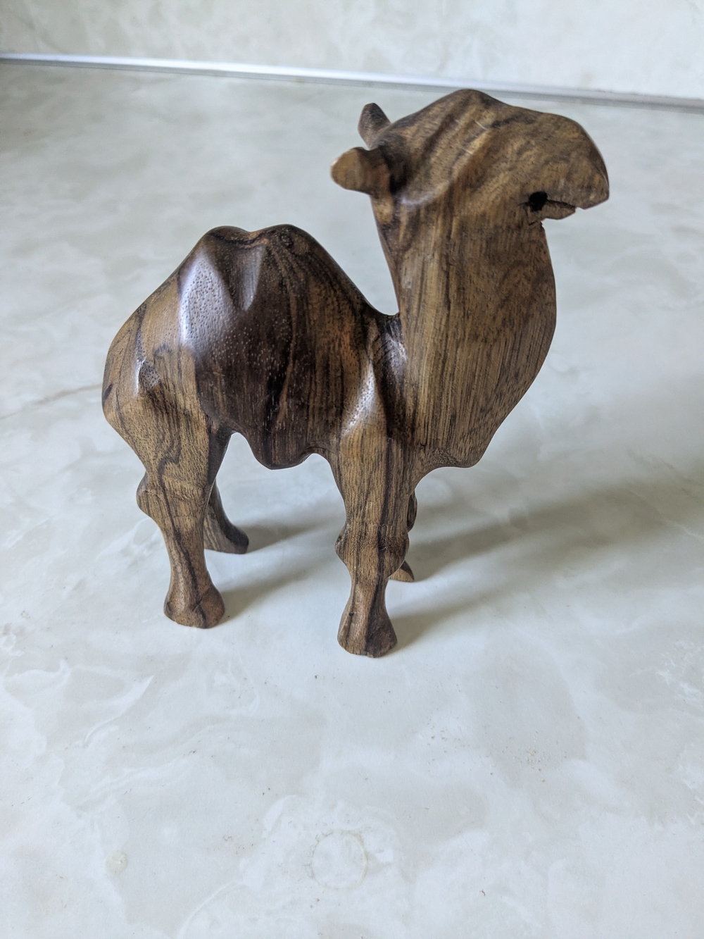 Handcrafted Wooden Camel Sculpture - Brown